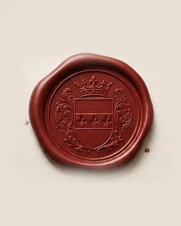 Cachet de cire rouge frappé du blason de la Maison de Pompignac